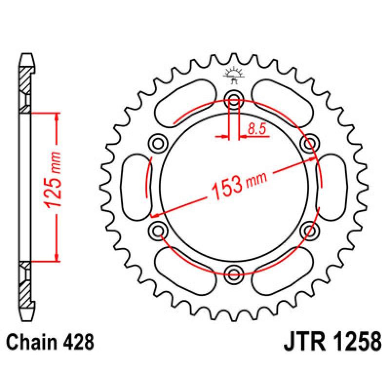 Купить Звездочка задняя JT Sprockets (шаг 428 ) JT JTR1258